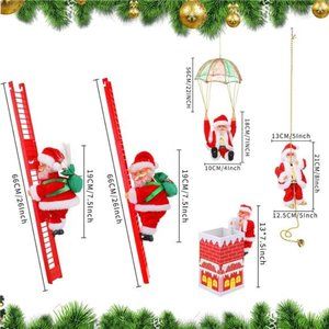 5 Pcs Electric Climbing Santa Det Musical Santa Hanging Ornaments Decor